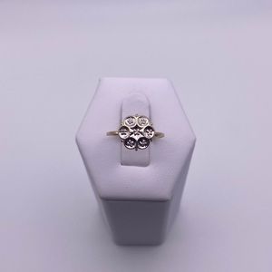10k yellow and white gold diamond cluster ring